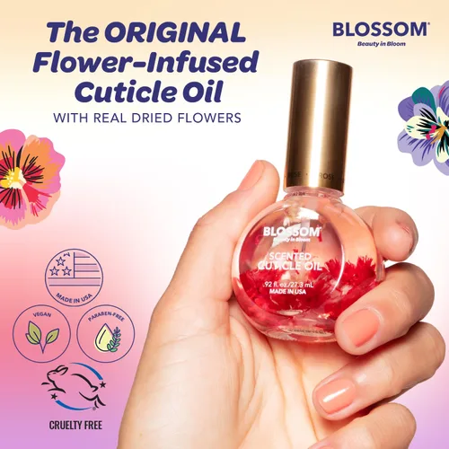 Miniatura 4 de Blossom Aceite para cutículas hidratante, hidratante, fortalecedor, perfumado, infundido con flores reales, fabricado en Estados Unidos, 0.84 onzas