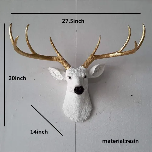 Miniatura 6 de YJ Home Cabeza de ciervo sintético más grande, decoración rústica de pared, cuernos de ciervo, cabeza de animal de taxidermia sintética, decoración