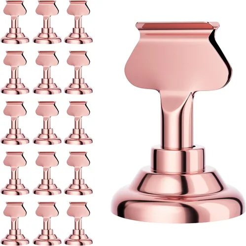 Miniatura 9 de Urban Deco Paquete de 16 soportes para tarjetas de número y lugar de mesa, soportes de acero de 1.7 pulgadas para fotos, letreros de alimentos, Cobre