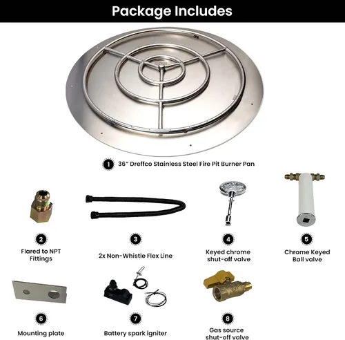 Miniatura 8 de Kit de quemador de acero inoxidable y anillo Pro con encendido por chispa para fogatas de gas natural, sartén de 36 pulgadas, anillo de quemador