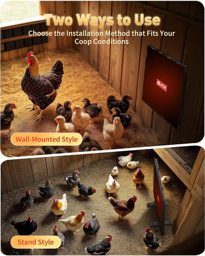 Miniatura 6 de Calentador de gallinero para invierno con control remoto por aplicación, 30''x12'' calentadores de pollo plegables grandes y cálidos dentro