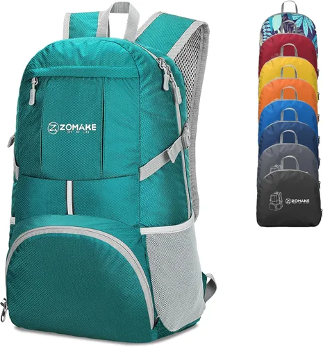 Miniatura 11 de ZOMAKE Mochila Ligera Empacable de 35L, Mochilas Ligeras Plegables Resistentes al Agua Bolsa de Senderismo Colapsible, Paquete de Día Plegable Rojo