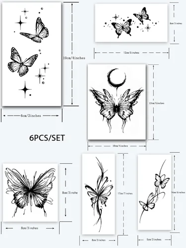 Miniatura 4 de INKARTLINK 6 hojas de tatuajes temporales, tatuajes semipermanentes, tatuajes falsos, 1-2 semanas de tatuaje, para mujeres maduras y elegantes