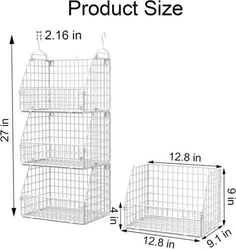 Miniatura 3 de PUPPYCUTE Organizador y almacenamiento de armario colgante, estantes colgantes de ropa, cestas de alambre para ropa, suéteres, bolsos, zapatos