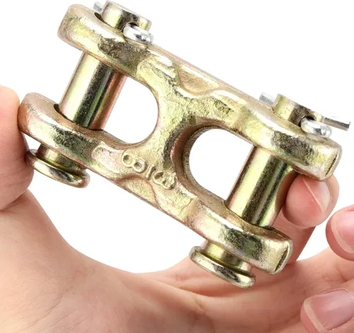 Miniatura 6 de SOUJAP 4 paquetes de eslabones de horquilla gemela de 3/8 pulgadas, enlaces de reparación de cadena de seguridad forjados G70 chapados en zinc