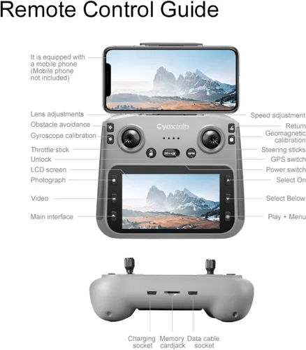 Miniatura 8 de Drones con cámara para adultos 4k, dron GPS con control remoto LCD de 4.5 pulgadas, evita obstáculos de 360° para exteriores, motor sin escobillas