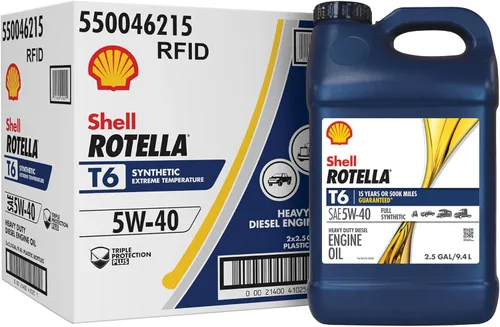 Shell Rotella T6 - Aceite de motor totalmente sintético 5W-40, 2.5 galones (paquete de 2)