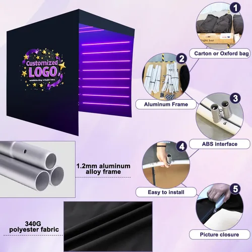Miniatura 3 de Telón de fondo de cabina de fotos de 360 grados para cabina de fotos, fondo de pared personalizado con logotipo, video selfie, fondo giratorio