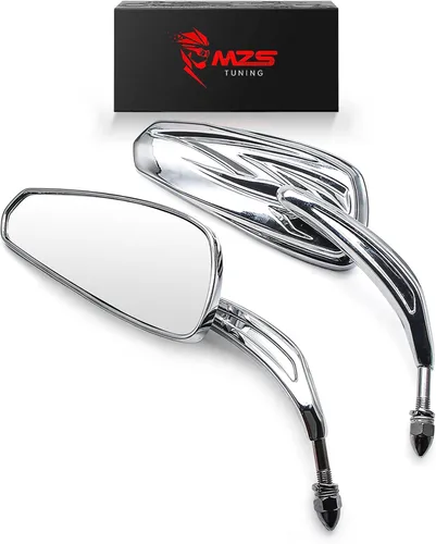 Miniatura 8 de Espejos de motocicleta cromados MZS, espejos laterales universales de 10 mm y 8 mm con vista trasera, ajustable en 360 grados, compatibles con Cromo