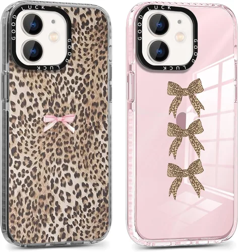 Miniatura 52 de Pack de 2 Fundas con Estampado de Guepardo para Apple iPhone 13 / iPhone 14 de 6.1 Pulgadas, Funda Transparente Linda Coquette con Patrones