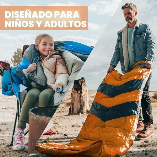 Miniatura 5 de MalloMe Sacos de dormir para adultos en clima frío y cálido – Saco de dormir para niños, niñas, niños – Accesorios ligeros esenciales de camping