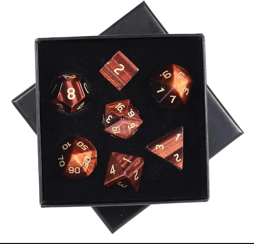 Miniatura 20 de mookaitedecor Juego de 7 dados poliédricos de cristal de ágata india, dados pulidos de piedras pulidas para juegos de mesa RPG MTG decoración