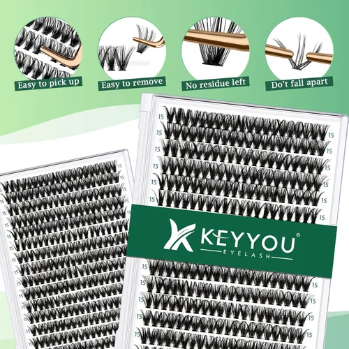 Miniatura 76 de Extensiones de racimos de pestañas 300 piezas, pestañas individuales 40D 0.07D rizado 11mm, para colocar en casa, bandeja grande de volumen