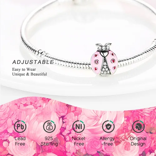 Miniatura 5 de NUJIFFY Cuentas de plata de ley 925 para pulseras y collares, cuentas de cristal para hermana de pasaporte de avión, pulseras de ángulo de corazón
