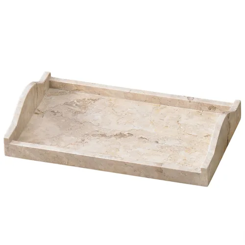 Miniatura 8 de Lujosa bandeja de tocador de mármol natural tallada a mano, organizador elegante y resistente para baño, dormitorio, maquillaje, encimeras, beige