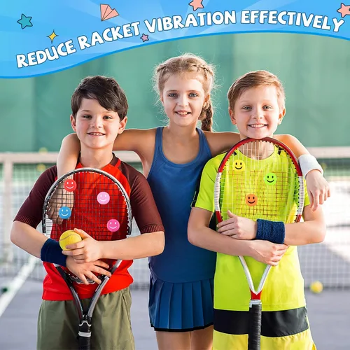 Miniatura 6 de Jexine 35 piezas de raqueta de silicona para amortiguador de vibraciones de tenis, raqueta de suministros de tenis para regalo (sonrisa)