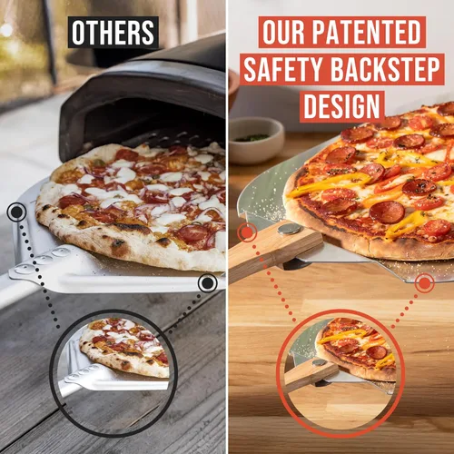 Miniatura 7 de Pomodoro pala para pizza de aluminio con asa de madera plegable para guardar fácilmente, de 12" x 14", para cocinar pan y pizzas en el hogar