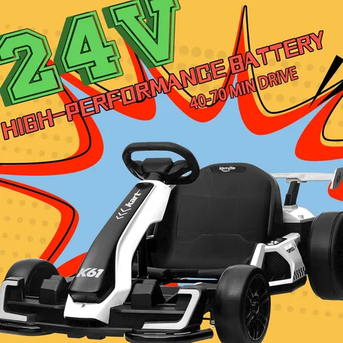 Miniatura 2 de KerryYoo K61 Go Kart Kart Kart eléctrico con asiento ajustable de longitud, juguete de paseo al aire libre de 24 V con modo de 4 velocidades, kart