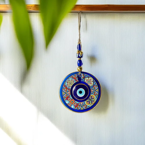 Miniatura 6 de Colgante de pared clásico turco contra el mal de ojo, 5.1 pulgadas de diámetro, nazar de cristal hecho a mano para protección y buena suerte, regalo