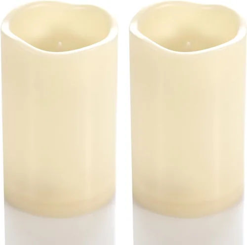 Miniatura 21 de 4 velas LED escalonadas sin flama, de pilas, impermeables, para exteriores, con temporizador, luz nocturna parpadeante de resina plástica