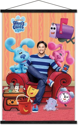Miniatura 7 de Nickelodeon Blue's Clues - Póster de pared grupal, 22.4 pulgadas de largo x 14.7 pulgadas de ancho, versión enmarcada de madera de granero