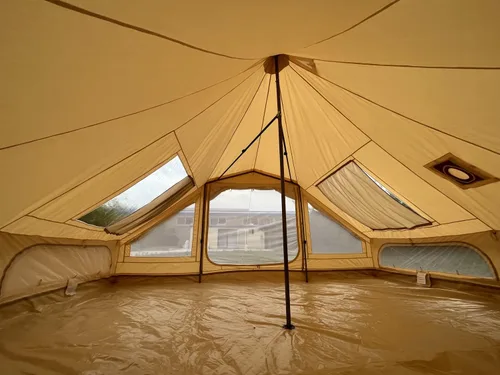 Miniatura 5 de Tienda de campaña grande impermeable de 4 estaciones de lona de algodón Glamping Yurt con agujero de gato de estufa para 6-8 personas Camping Caza