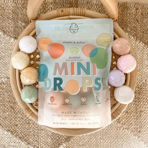 Miniatura 4 de Dabble & Dollop Mini bombas de baño, gotitas 100% naturales para niños, aromas de fruta fresca, bolsas resellables, gaseosas, hidratantes