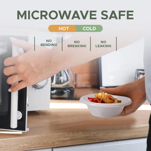 Miniatura 3 de Cuencos de plástico desechables blancos [Paquete de 100 5 onzas] – aptos para microondas, cuencos resistentes para sopa/ensalada/postre/helado