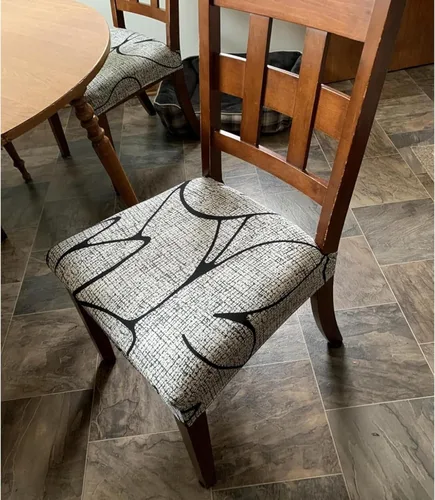 Miniatura 7 de SearchI - Juego de 6 fundas elásticas de asiento, suaves, extraíbles y lavables, para sillas de comedor, fundas protectoras de asiento de comedor