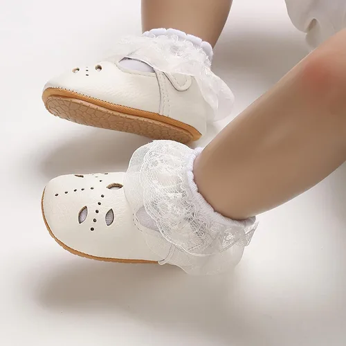 Miniatura 4 de SOFMUO Zapatos deportivos de cuero con cordones para bebés, niños y niñas, suela de goma suave, mocasines Oxford para recién nacidos
