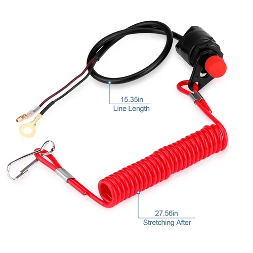 Miniatura 3 de Interruptor de apagado del motor, interruptor universal de parada de emergencia de encendido de motor fuera de borda de 12 V CC, interruptor