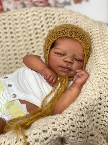 Miniatura 2 de Muñecas de bebé Reborn de 18 pulgadas, realistas, de vinilo, cuerpo completo, afroamericano durmiente, bebe, posables, juguetes de bebé de la vida