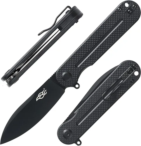Firebird Ganzo FH922PT-BK EDC Navaja de bolsillo plegable con filo de navaja, acero inoxidable D2, hoja negra, mango G10 con clip, cuchillo de Hoja