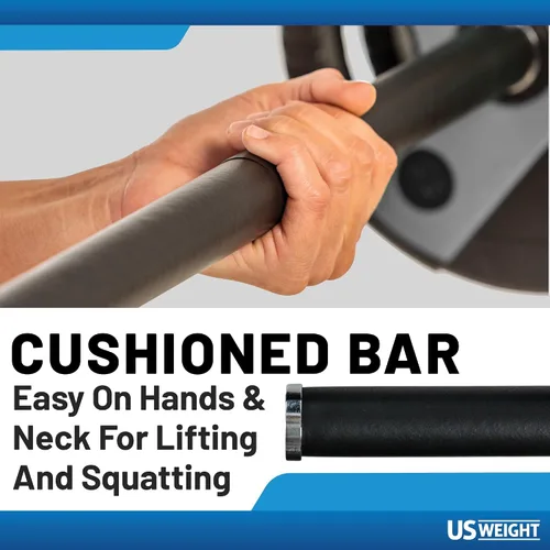 Miniatura 4 de US Weight Juego de pesas de 43 libras para gimnasio en casa con barra acolchada de 55 pulgadas, pesas ajustables para ejercicio, levantamiento