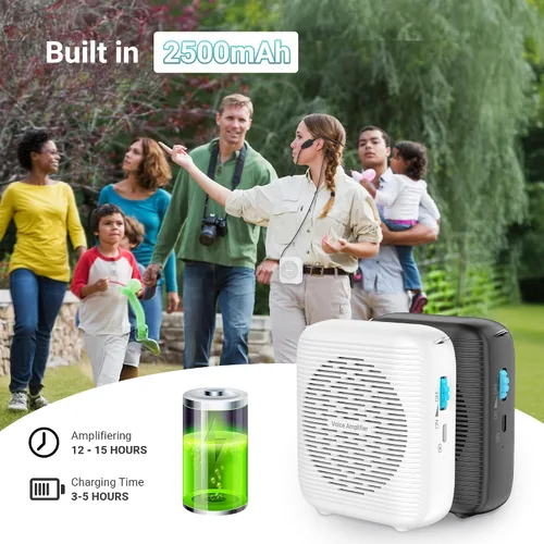 Miniatura 4 de (Negro) Amplificador de voz recargable portátil para profesores, entrenadores, guías turísticos, presentaciones y reuniones con un gran número