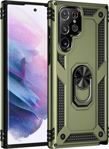 Miniatura 7 de Funda S22 Ultra para Samsung Galaxy S22 Ultra, con anillo de soporte, soporte ajustable, grado militar, protección resistente, a prueba de golpes