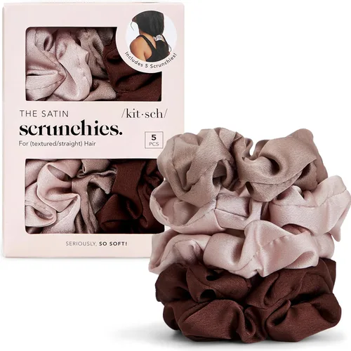 Kitsch Coleteros de satén para mujer, sin arrugas, control de encrespamiento, más suave que la seda para todo tipo de cabello, accesorios elegantes