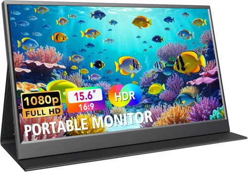 Monitor portátil de 15.6 pulgadas 1080P FHD IPS para juegos con USB-C y HDMI, pantalla externa ultradelgada de peso ligero con cubierta inteligente
