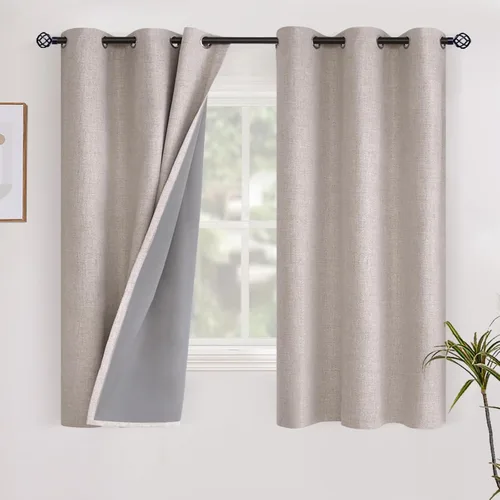 Miniatura 12 de YoungsTex - Cortinas opacas de lino para dormitorio, oscurecimiento de la habitación, cortinas con textura de lino, paneles con aislamiento térmico