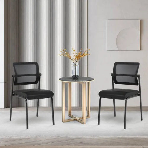 Miniatura 9 de CLATINA Silla apilable para sala de espera con respaldo de malla ajustable, sillas de recepción de invitados de oficina sin brazos con cojín