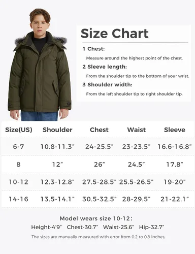 Miniatura 7 de Wantdo Abrigo de invierno cálido impermeable para niños chaqueta acolchada gruesa y acolchada parka con capucha