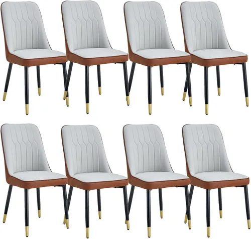 Miniatura 15 de Juego de 2 sillas de comedor, sillas de comedor modernas, equipadas con cojines de respaldo de cuero PU y patas de metal negro, adecuadas