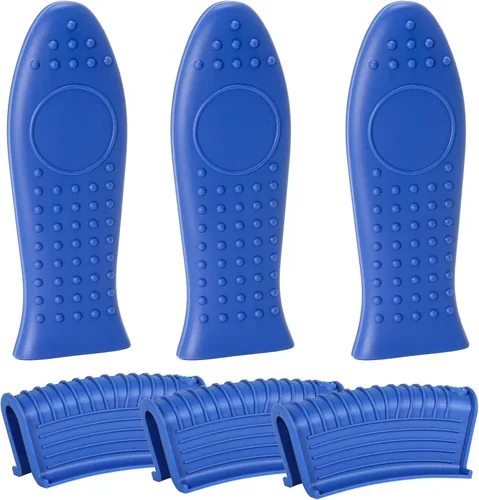 Miniatura 9 de Joyhalo Fundas para mango de sartén de hierro fundido, paquete de 6 fundas de silicona resistentes al calor, color negro