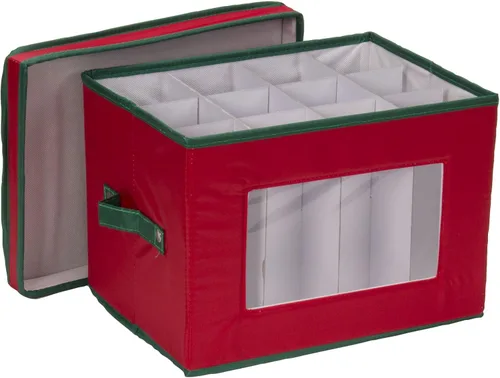 Miniatura 8 de Household Essentials Caja de almacenamiento para copas de champán, 12 compartimentos resistentes, panel frontal con ventana, 2 asas remachadas, caja