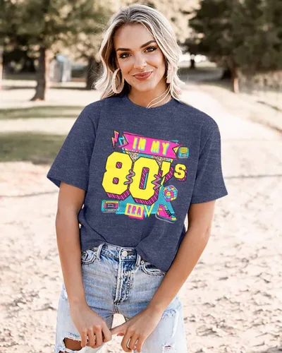 Miniatura 5 de Camisas de los años 80 para mujer, camiseta con estampado vintage de los años 80, ropa de fiesta casual de los años 80