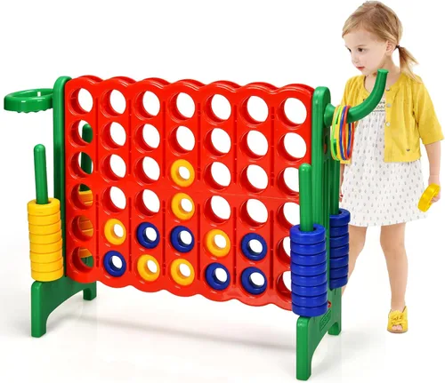 Miniatura 14 de AKUSTIK Juego Giant Connect al aire libre, 4 en una fila Jumbo 4 para marcar para niños y adultos, fiesta familiar, patio, césped, juego de conexión