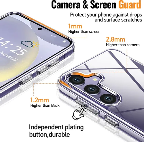 Miniatura 2 de Oterkin Funda transparente para Samsung Galaxy S24, tecnología antiamarilleo 20X, funda para teléfono S24 con 4 bolsas de aire integradas