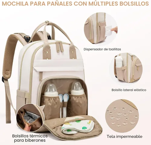 Miniatura 3 de LOVEVOOK Mochila para Pañales, Bolsa de Bebé con Cambiador, Mochila Grande para Pañales Niño Niña, Bolsa Impermeable para Registro de Bebé para Mamá