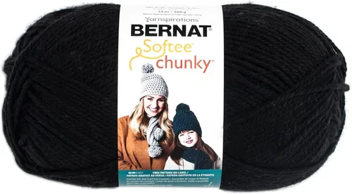 Bernat Big Ball - Ovillo de lana grueso, 14 onzas, calibre 6, súper voluminoso, 100% acrílico, color negro
