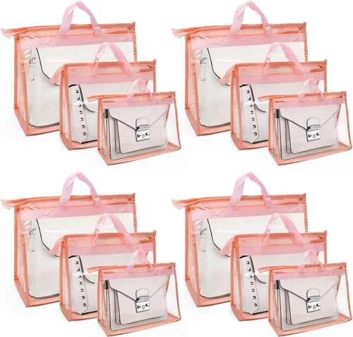 Miniatura 8 de 12 bolsas para el polvo para bolsas, bolsas de almacenamiento transparentes para mujeres, funda organizadora de 3 tamaños, organizador de armario